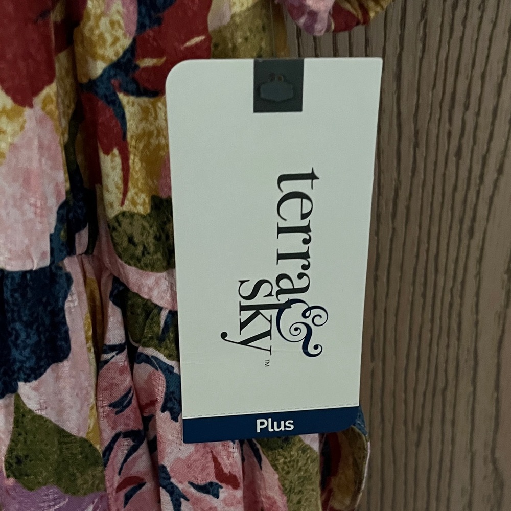 Terra & Sky Pink Floral V-Neck Maxi Dress with Yellow and Green Accents - Picture 3 of 6